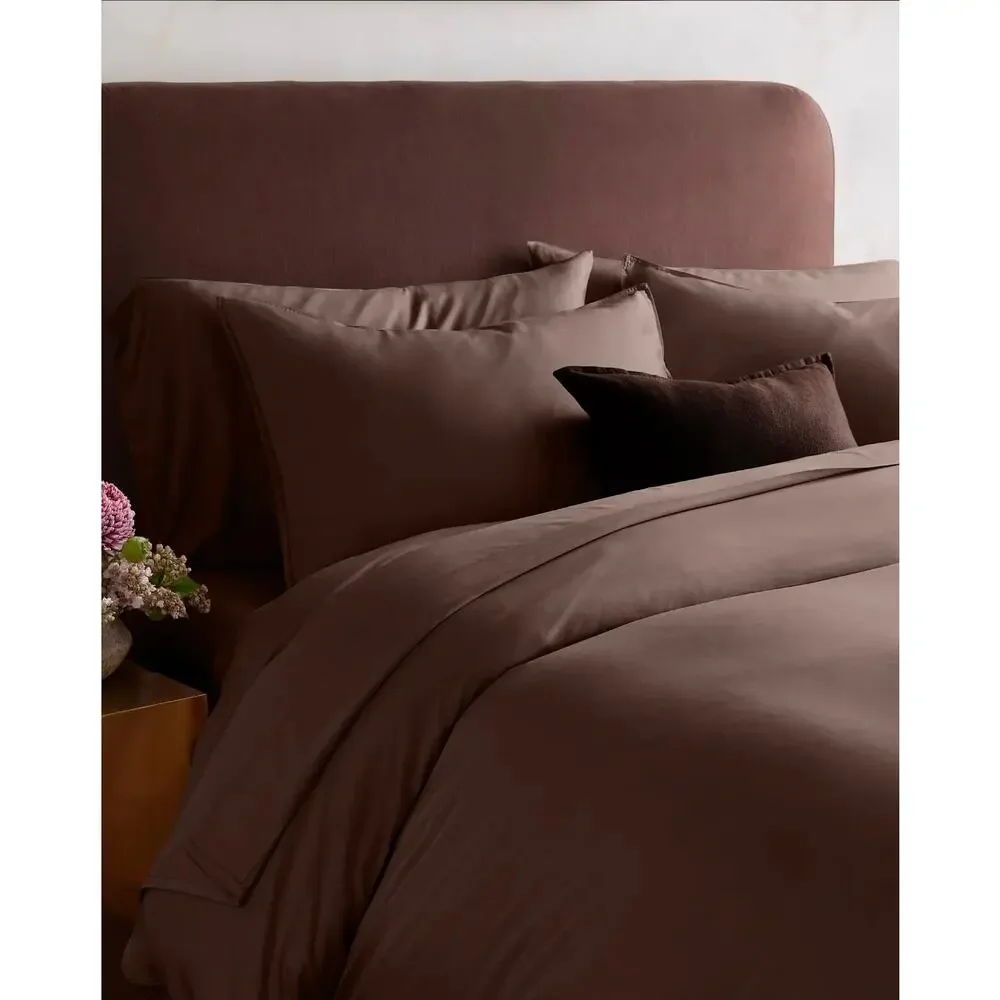 New Quince Organic Bamboo Visose King/ Cal King Duvet Cover 3Pc Set Espresso
